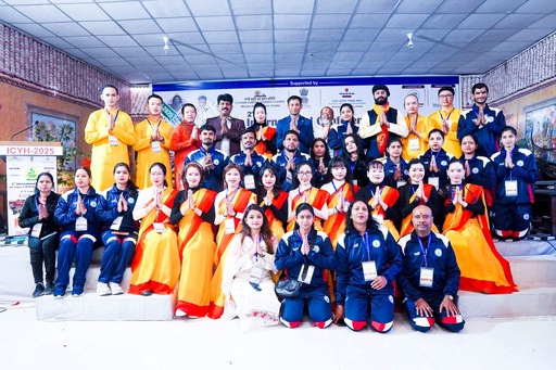 Sound healing session with singing bowls during yoga retreat wellness program in Rishikesh